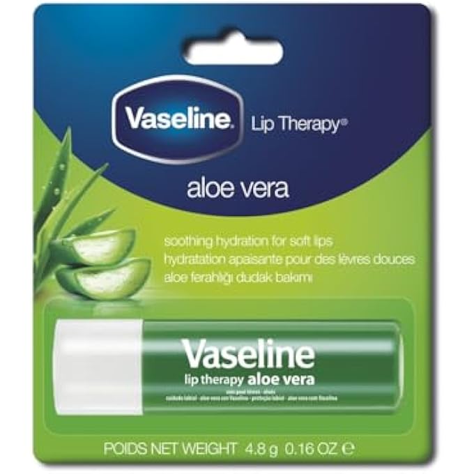 Vaseline LIP THERAPY ALOE VERA LIP BALM WITH PURE JELLY & RICH ALOE EXTRACTS FOR SHINY & HEALTHY LIPS| NOURISHES & PROTECTS LIPS| NON-GREASY LIP MOISTURIZER FOR NATURALLY TINTED LIPS| 4.8 GM - Image 1